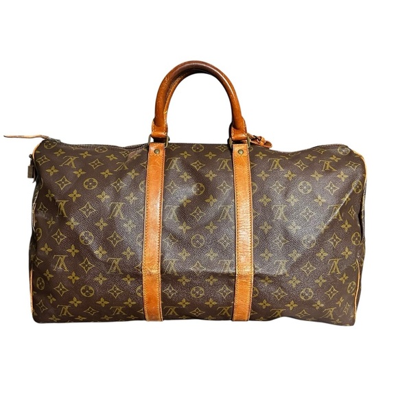 Louis Vuitton Monogram Keepall 50 with Vachetta Leather Luggage Tag - Picture 5 of 12
